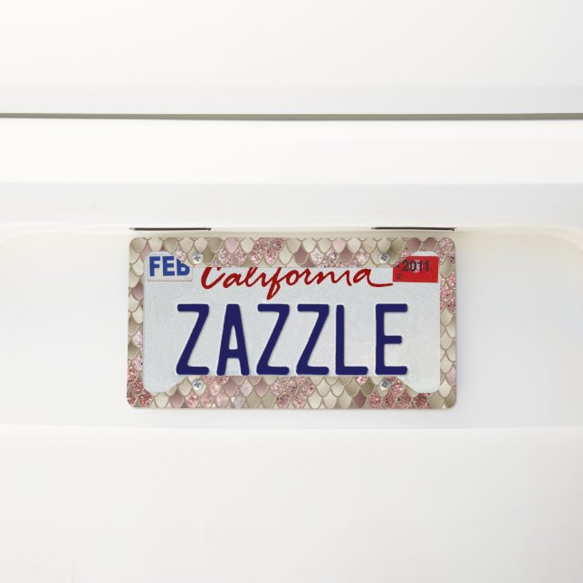 Gold Rose Gold Mermaid Scales Glam #1  License Plate Frame (On Car)