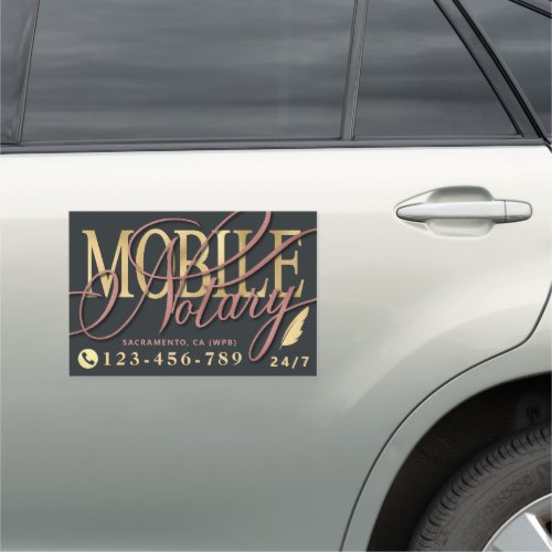 Gold  Rose Gold Modern Mobile Notary  Car Magnet