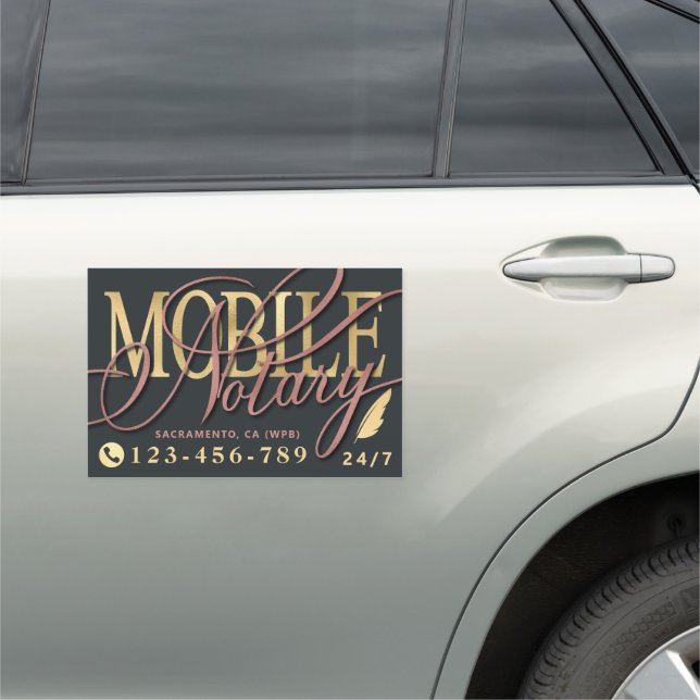 Gold & Rose Gold Modern Mobile Notary  Car Magnet (In Situ)