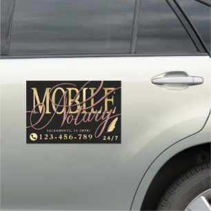 Gold & Rose Gold Modern Mobile Notary Car Magnet