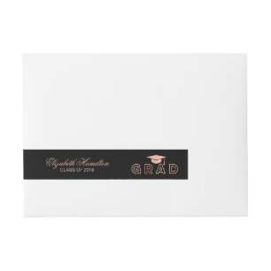 Gold Rose Graduation Cap Elegant Grad Wrap Around Address Label