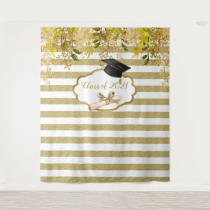 Gold Rose Graduation Photo Backdrop Tapestry