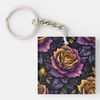 Gold rose in darkness keychain