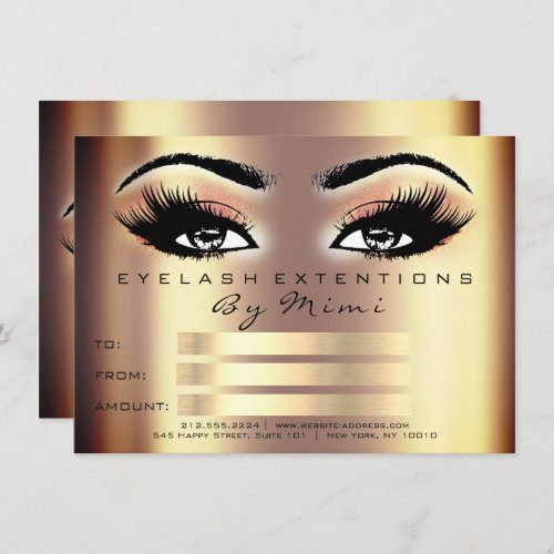 Gold Rose Lashes Makeup Artist Certificate Gift Invitation