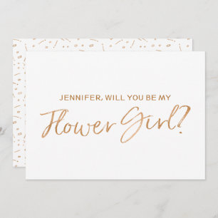 Gold Rose Lettered "Will you be my flower girl" Invitation