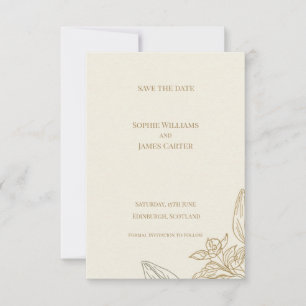 Gold Rose Line Art Luxury Wedding Save The Date