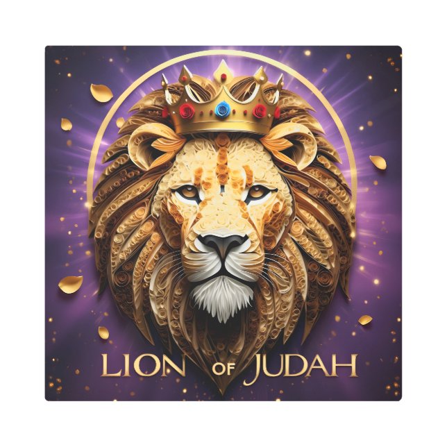 Gold Rose Lion of Judah -Royal Christian Metal Art (Front)
