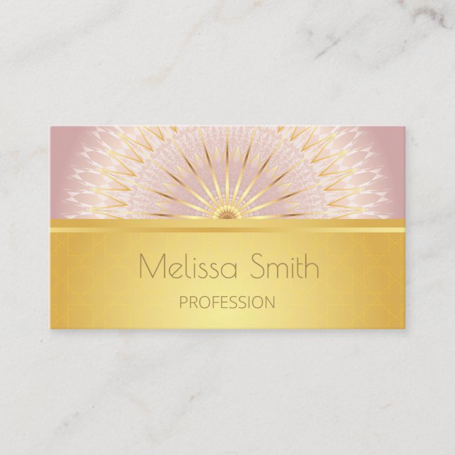 Gold Rose Mandala Pattern Business Card (Front)
