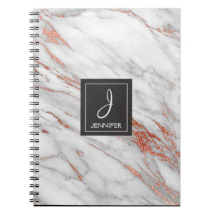 Gold Rose Marble Monogram Notebook