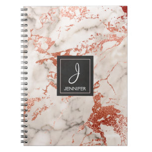 Gold Rose Marble Monogram Notebook