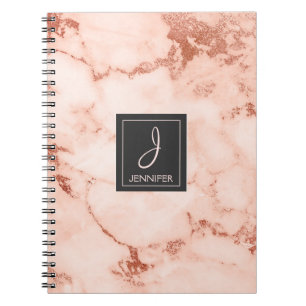 Gold Rose Marble Monogram Notebook