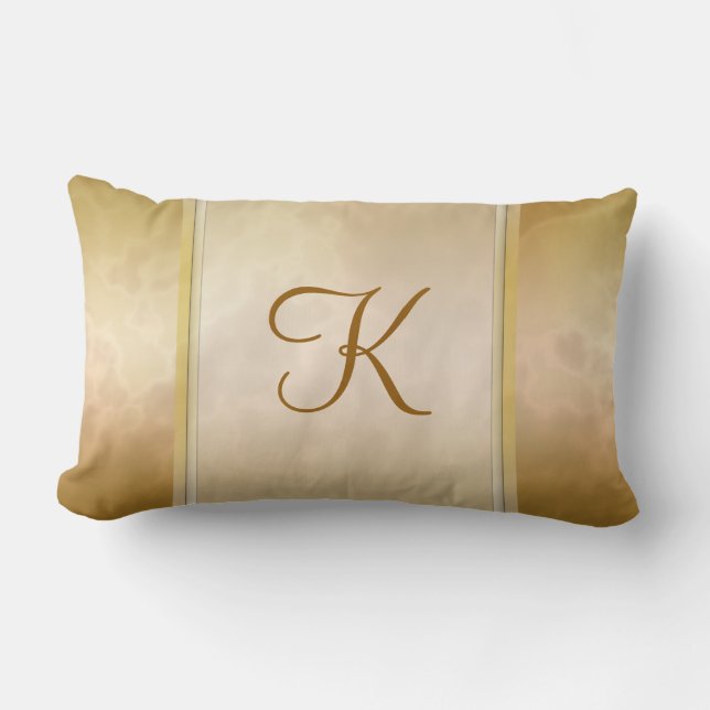 Gold Rose Marble Personalized Lumbar Pillow (Front)