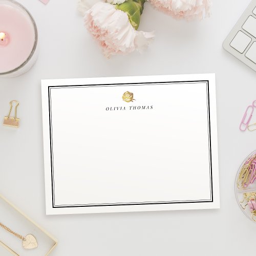 Gold rose minimalist personalized Stationery Note Card