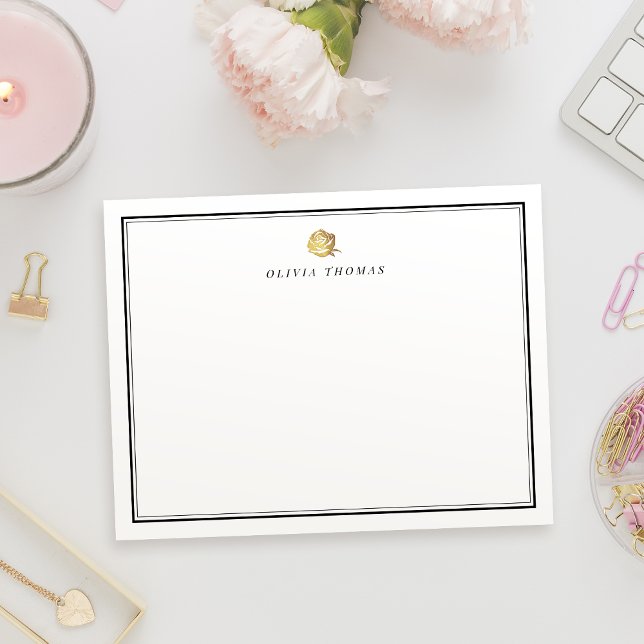 Gold rose minimalist personalized Stationery Note Card (Gold rose minimalist personalized Stationery Note Card)