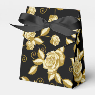 Gold Rose on Black Favor Box