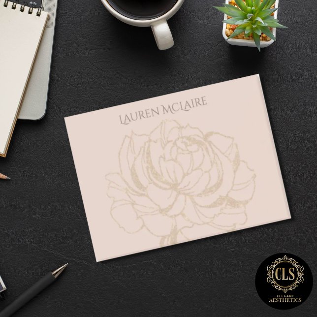 Gold Rose on Blush Personalized Post-it Notes  (Notes - Gold Rose Blush Monogram Name)