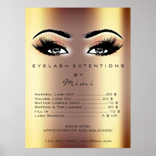 Gold Rose Peach Makeup Artist Eyes Lashes Prices Poster