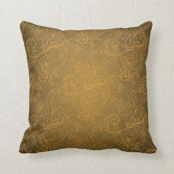 Gold Rose Pillow by TheInspiredEdge at Zazzle