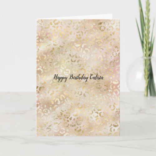 Gold Rose Pink Leopard Print Card