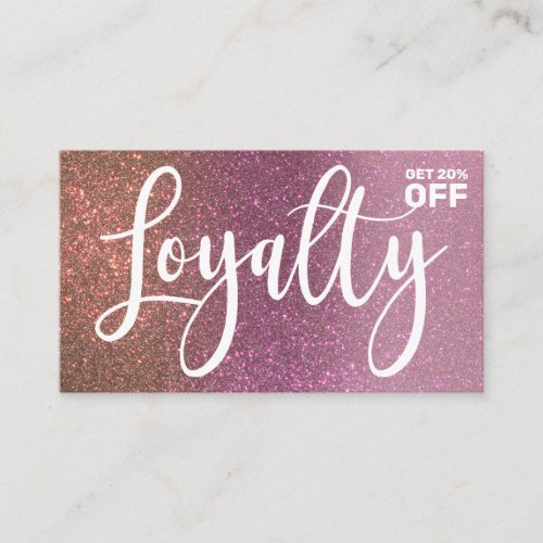 Gold Rose Pink Triple Glitter Ombre Typography Loyalty Card