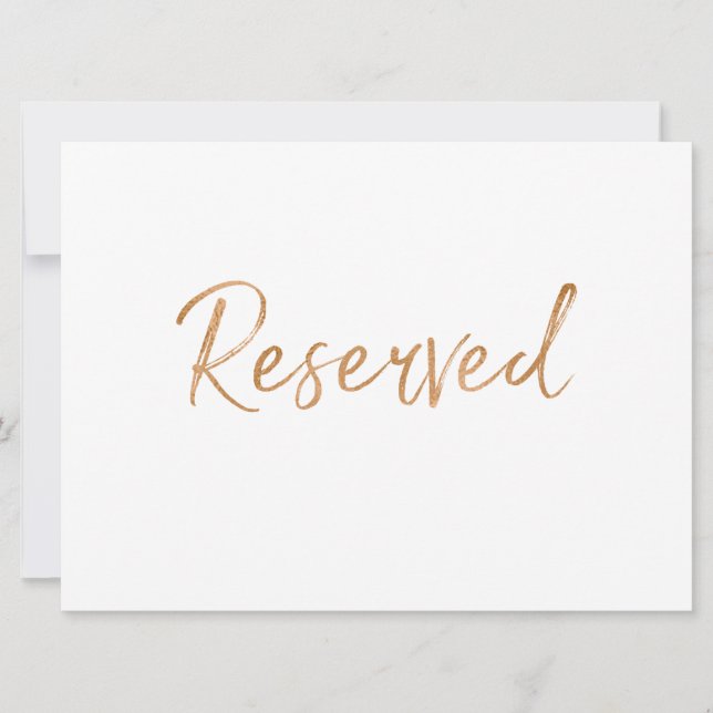 Gold Rose "Reserved" Wedding Sign | Stylish Invitation (Front)
