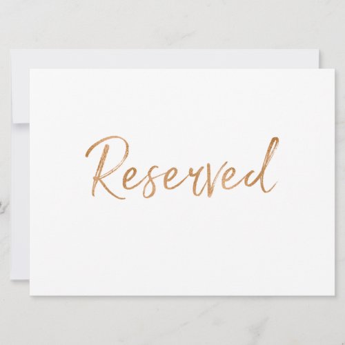 Gold Rose Reserved Wedding Sign  Stylish Invitation
