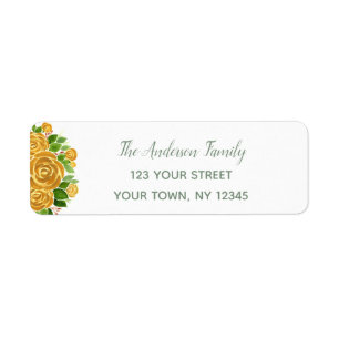 Gold Rose Return Address Label