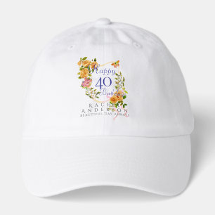 Gold Rose Ribbon 40th Birthday Hat