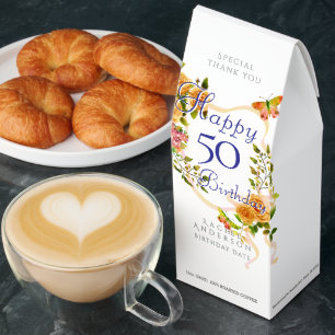  Gold Rose Ribbon 50th Birthday  Roasted Coffee