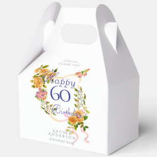 Gold Rose Ribbon 60th Birthday Favor Boxes
