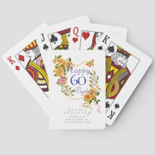 Gold Rose Ribbon 60th Birthday Poker Cards