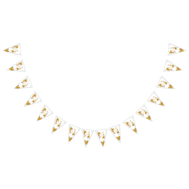 Gold Rose Ribbon Monogram  Bunting Flags (All)