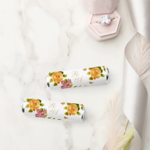 Gold Rose Ribbon Monogram Wedding Breath Savers® Mints