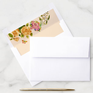 Gold Rose Ribbon Monogram Wedding Envelope Liner