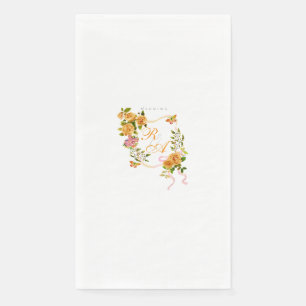 Gold Rose Ribbon Monogram Wedding  Paper Guest Towels