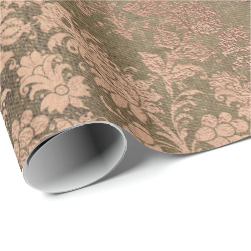 Gold Rose Royal Chic Foxier Blush Powder Floral Wrapping Paper