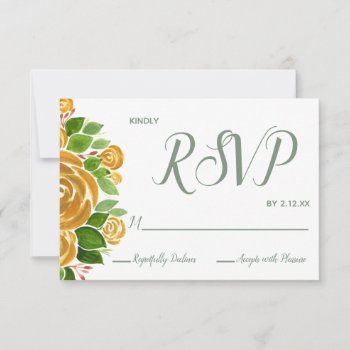 Gold Rose Rsvp Card by MaggieMart at Zazzle