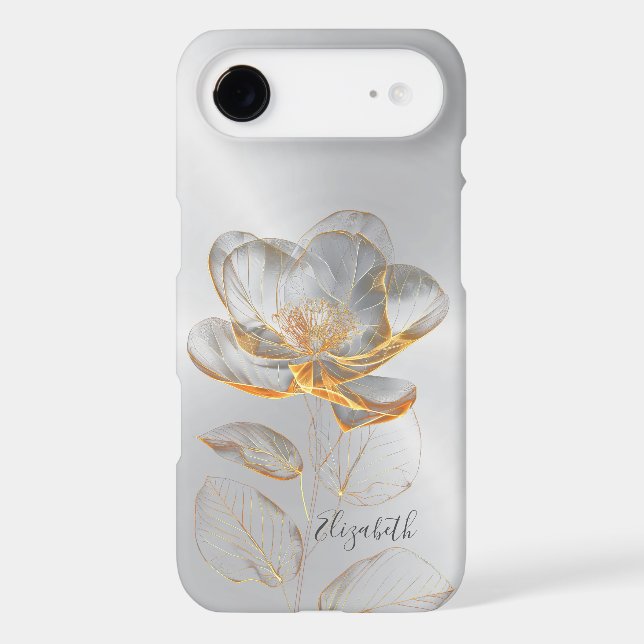 Gold Rose Silver Add Name  Case-Mate iPhone Case (Back)