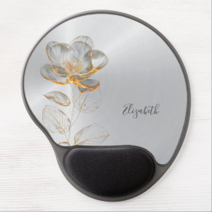 Gold Rose Silver Add Name Gel Mouse Pad