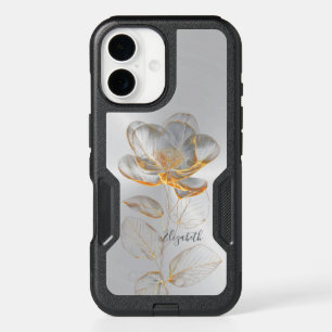 Gold Rose Silver Add Name  iPhone 16 Case