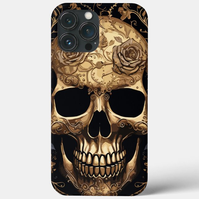 Gold Rose Skull Case-Mate iPhone Case (Back)