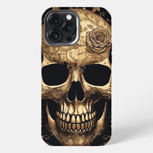 Gold Rose Skull Iphone Case (Back)