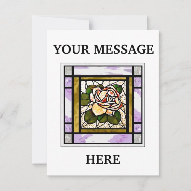 Gold Rose Stained Glass Art Deco Personalized  Note Card (Front)