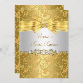 Gold Rose Sweet Sixteen Invitation by ExclusiveZazzle at Zazzle