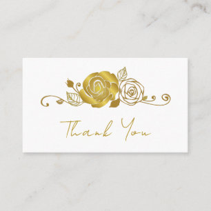 Gold Rose Swirls Leaves Wedding Thank You Place Card