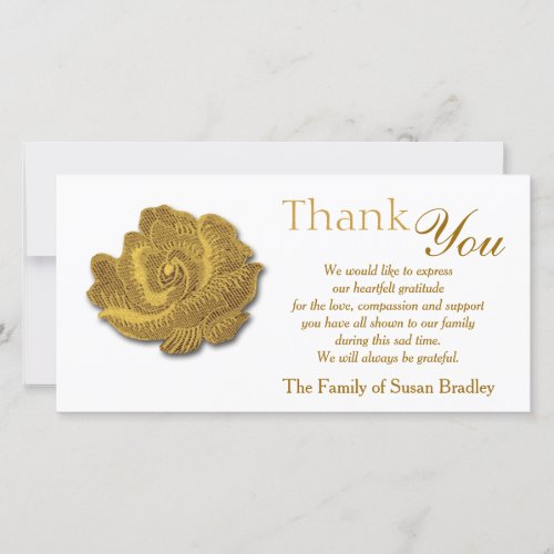 Gold Rose Tapestry Sympathy Thank You custom stamp