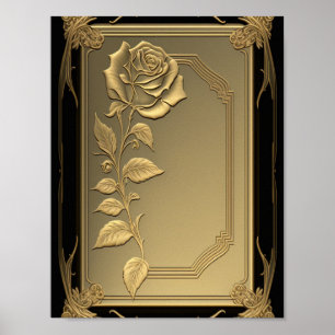 Gold Rose Template Background Custom Poster