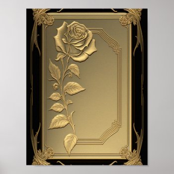 Gold Rose Template Background Custom Poster by bestcustomizables at Zazzle