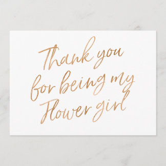Gold Rose "Thank you for being my flower girl" Thank You Card