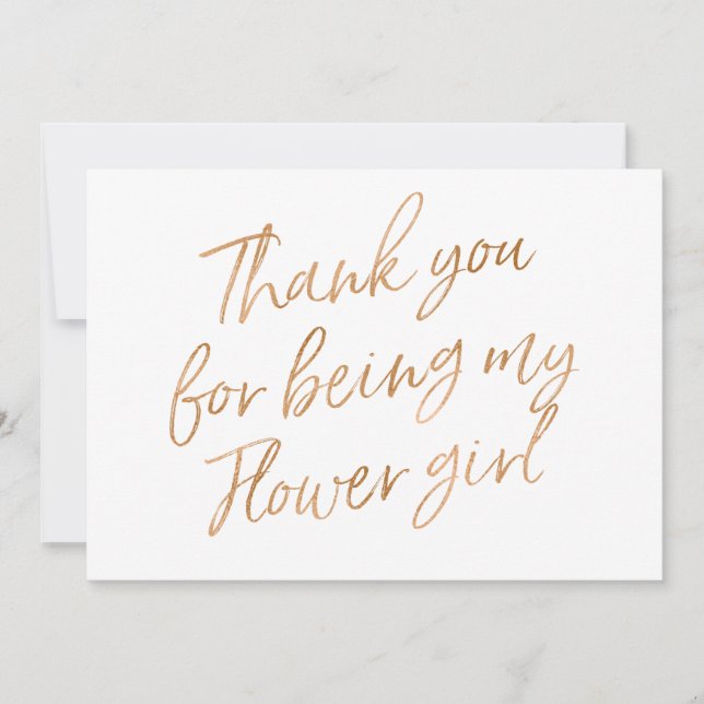 Gold Rose "Thank you for being my flower girl" Thank You Card (Front)